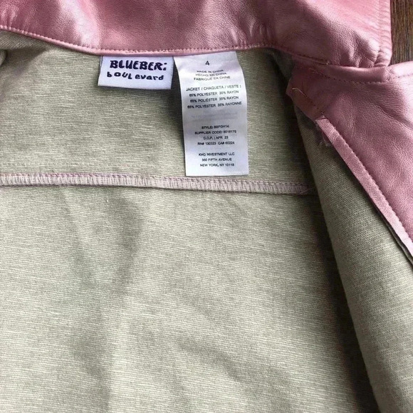 blueberi boulevard Girls 4 Faux-Leather Shimmer Pink Jacket - Picture 6 of 7